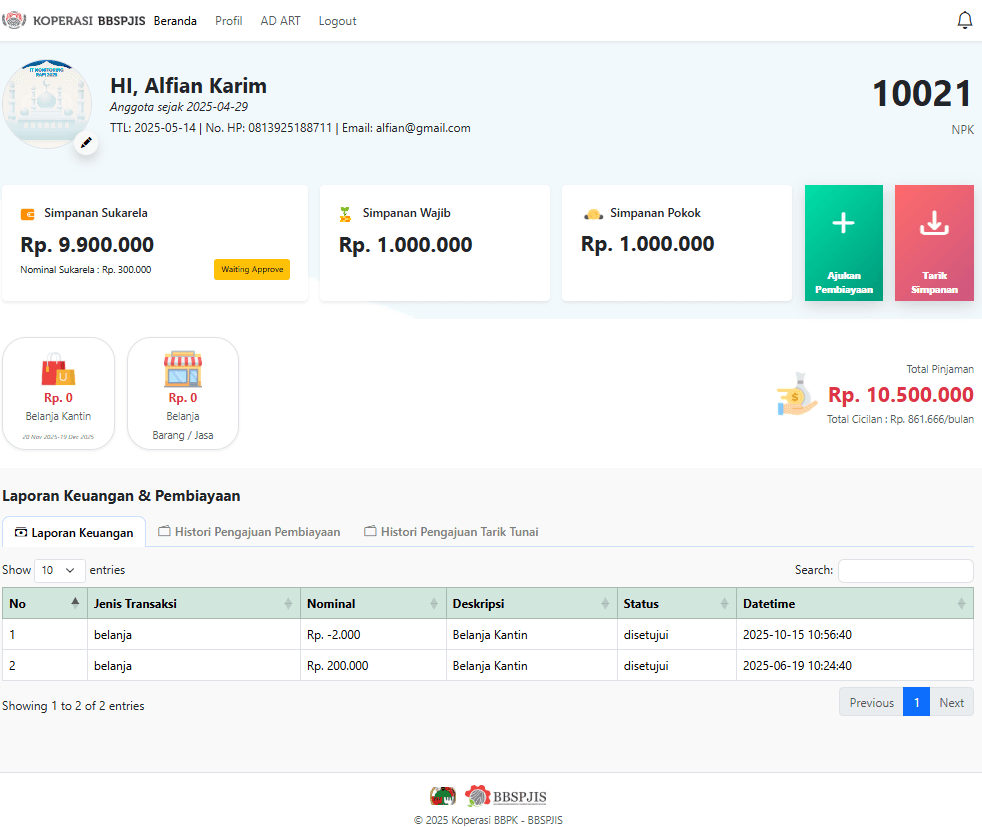 Sistem Koperasi (Web)